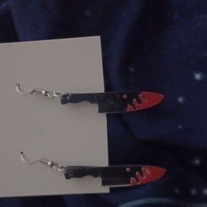 Scary bloody knifes Halloween earrings
